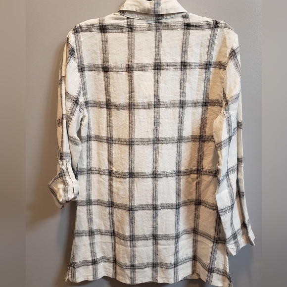 French Curve 100% Linen Roll-Tab Pullover Tunic, Small - Picture 3 of 8